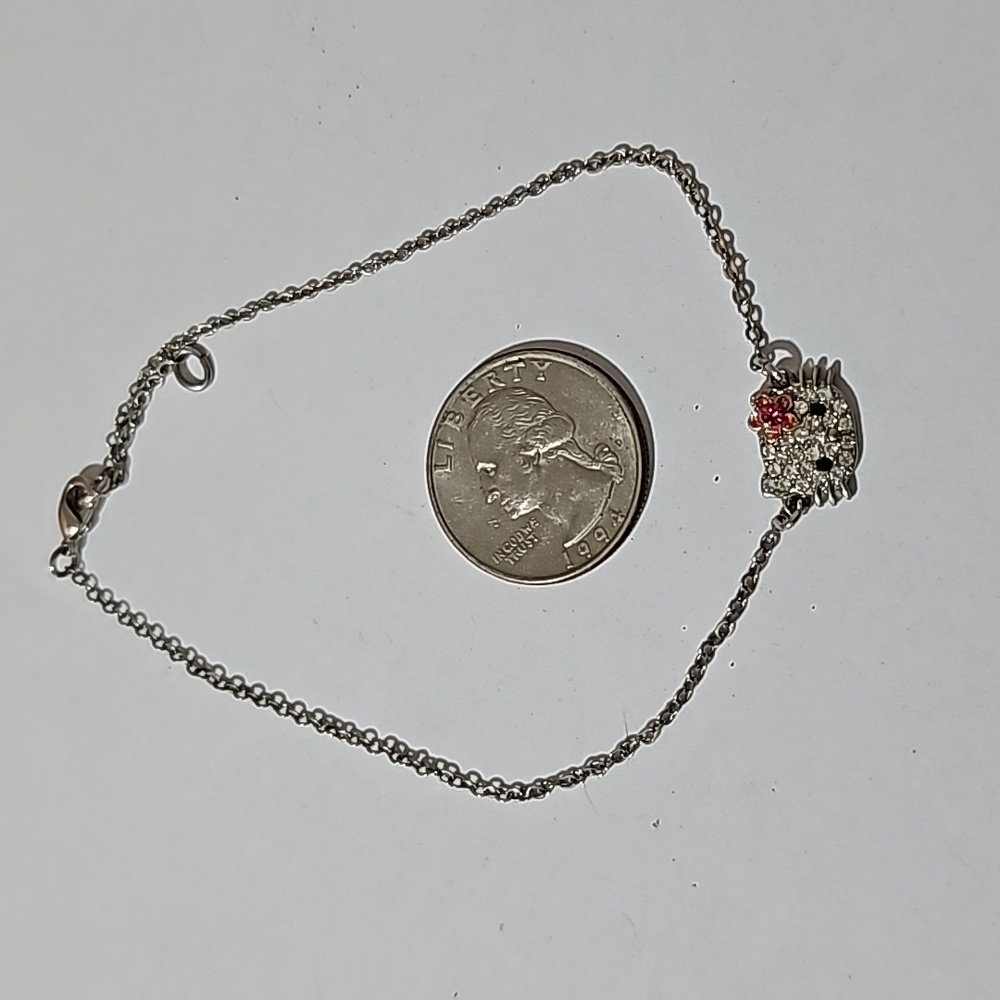 Hello kitty crystal anklet pink flower